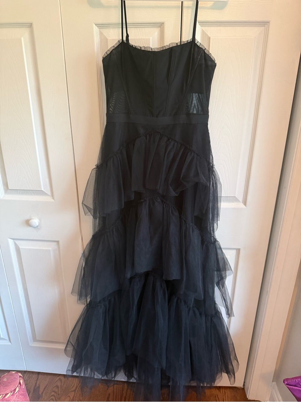BCBGMaxAzria Black Tiered Tulle Party Dress